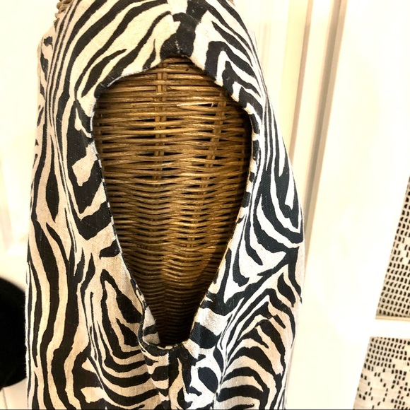 Unique Zebra Print , Heavy Raw Linen Dres, Sz M - Picture 10 of 12